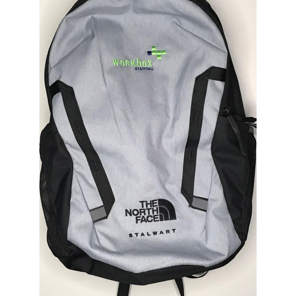 The North Face Stalwart Backpack Gray Black Laptop Bag Workbox Staffing Logo New - Picture 3 of 10